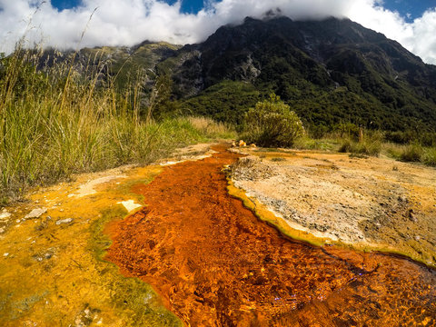 stream of geothermal activity in New Zealand. Copland track
