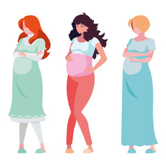 group of beautiful pregnancy women characters