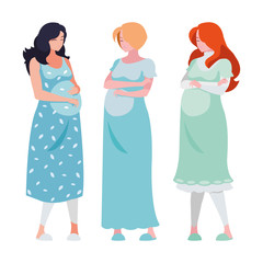 group of beautiful pregnancy women characters