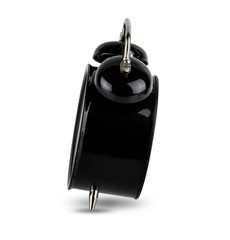 Black alarm clock, Analog twin bell isolated on  white