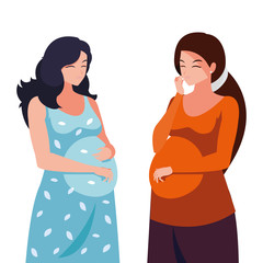 couple of beautiful pregnancy women characters