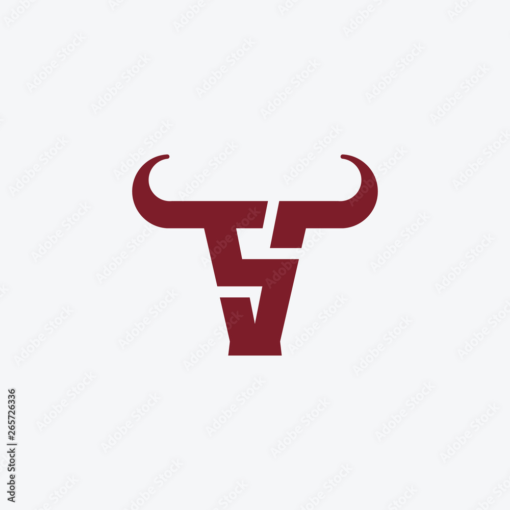 Wall mural bull logo with initial vs or sv logo - vector logo template