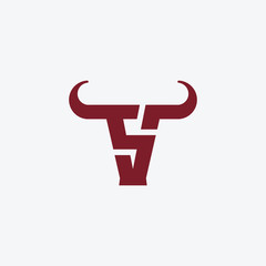 Bull Logo with initial VS or SV Logo - Vector logo template