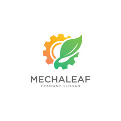 Gear and Leaf Logo - Vector logo template