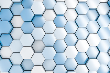 3d rendering, white hexagon cubes.