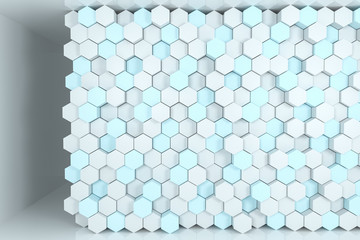 3d rendering, white hexagon cubes.
