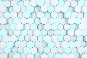 3d rendering, white hexagon cubes.