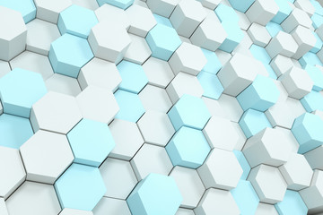 3d rendering, white hexagon cubes.