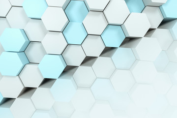 Obraz na płótnie Canvas 3d rendering, white hexagon cubes.