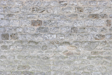 Medieval brick wall as background . texture .
