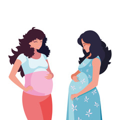 couple of beautiful pregnancy women characters