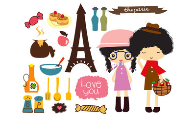 cute couple in holiday doodle vector