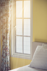 Fototapeta na wymiar Bedroom window lighting