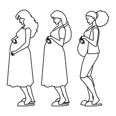 group of beautiful pregnancy women characters