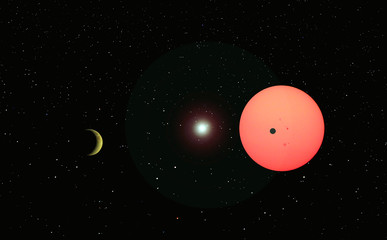 Planets and stars against a celestial background