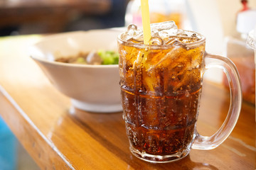 Carbonated drinking water on the table for drinking