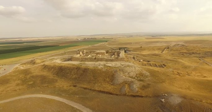 Super Old ruins on a top of a hill in the Desert
