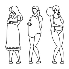 group of beautiful pregnancy women characters