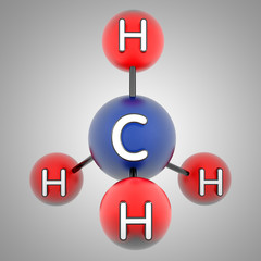 ch4. Methane. Methanum. 3d model. Isolated on white.