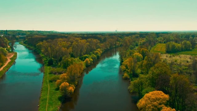 aerial view of vltava river in melnik