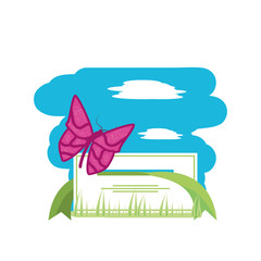 tag with beautiful butterfly isolated icon