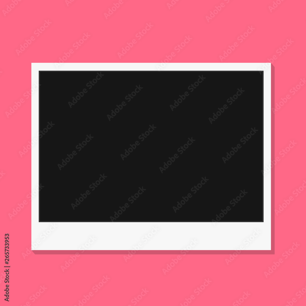 Wall mural black and white photo frames isolated on pink. vintage style. vector illustration