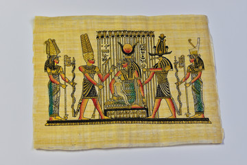 Papyrus Hathor, Amun, Isis, Sobex, Matt, goddesses of the religion of Ancient Egypt