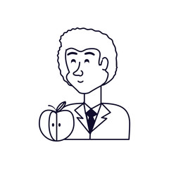 businessman elegant with delicious apple fruit