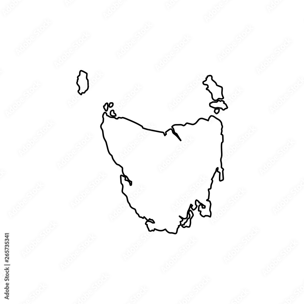 Wall mural map of tasmania. vector illustration