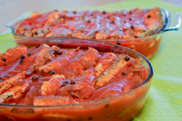 Tasty fish on plate.