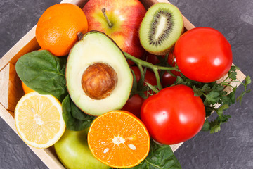 Fresh nutritious fruits and vegetables. Healthy lifestyles, nutrition, slimming and dieting concept