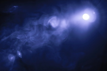 blue color smoke texture , spotlight projector light beam in room for making cinema film and video...