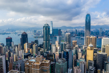 Aerial view of city of Hong Kong