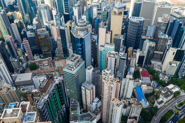 Top view of Hong Kong city building