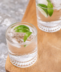 green lemon soda on wood