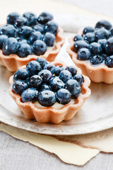 Bluberry cakes on silver plate.
