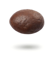 Strong roasted coffee bean isolated on white background. Close up.