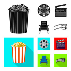 Vector illustration of television and filming icon. Collection of television and viewing vector icon for stock.