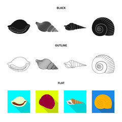 Vector design of animal and decoration symbol. Set of animal and ocean vector icon for stock.