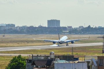 Airplane landing at Tan Son Nhat Airport (SGN)
