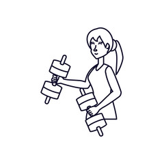 athletic woman with dumbbells avatar character