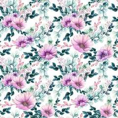 Poster Seamless Pattern of Watercolor Little Flowers © Nebula Cordata