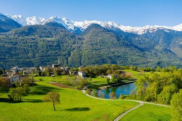 Valtellina (IT) - Teglio - Vista aerea della frazione Sommasassa