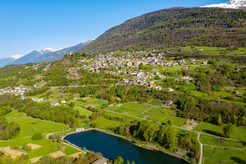 Teglio - Valtellina (IT) - Vista aerea del paese da Sommasassa