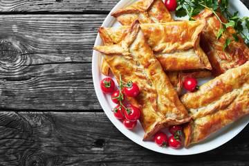 Chicken and baje sauce Stuffed Puff Pastry Borek