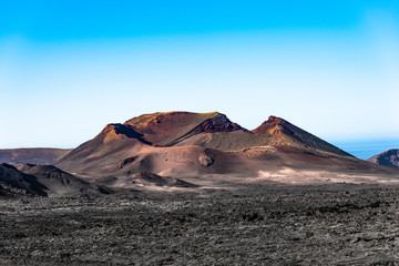 Timanfaya National Park, mountains of fire Lanzarote, Canary Islands, Spain. Unique panoramic view...
