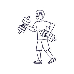 man athletic with dumbbells avatar character
