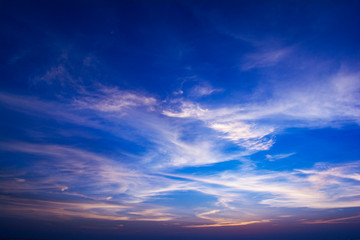 Blue sky at sunset, India.