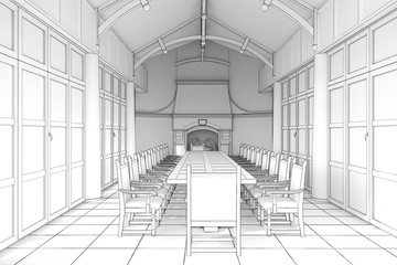 restaurant, interior visualization, 3D illustration