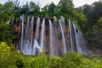 Magnificent waterfall in Plitvice Lakes National Park, Croatia